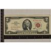 Image 1 : 1963-A US RED SEAL $2 NOTE WITH STAPLE HOLES ON