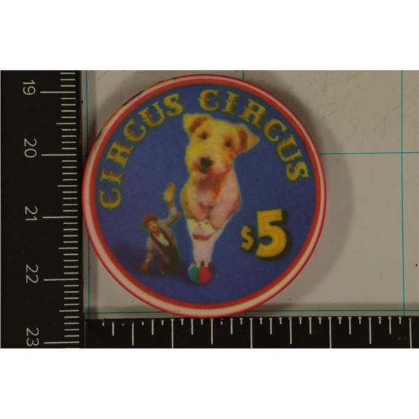 $5 CIRCUS CIRCUS CASINO CHIP.1998  LAS VEGAS