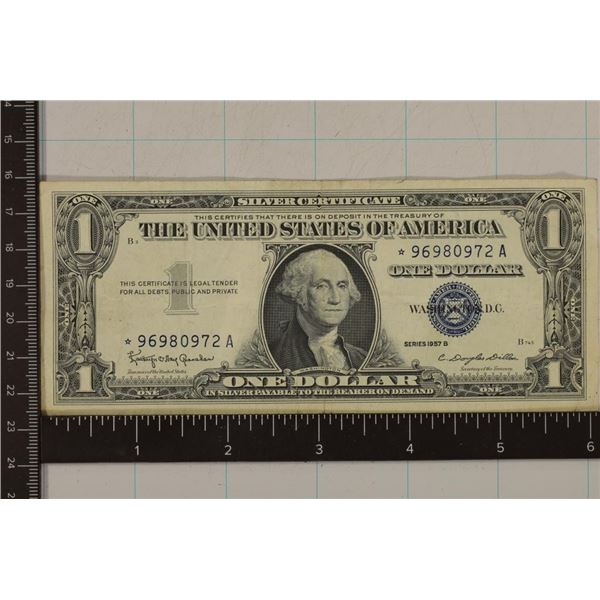 1957-B US $1 SILVER CERTIFICATE STAR NOTE