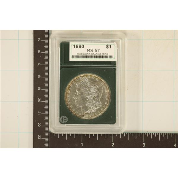 1880 MORGAN SILVER DOLLAR IN A SLAB CLAIMING MS67