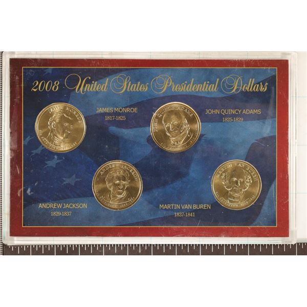 2008 PRESIDENTIAL 4 COIN UNC SET IN HARD PLASTIC