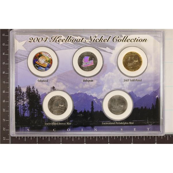 2004 KEELBOAT UNC 5 COIN NICKEL COLLECTION:
