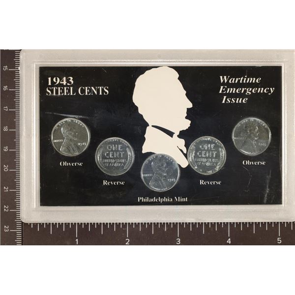 1943 LINCOLN STEEL CENT5 COIN  COLELCTION IN HARD