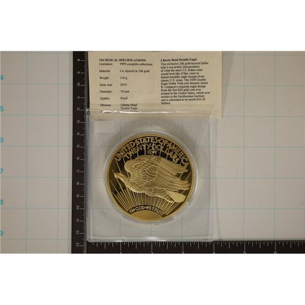 24 KT GOLD LAYERED LIBERTY HEAD DOUBLE EAGLE