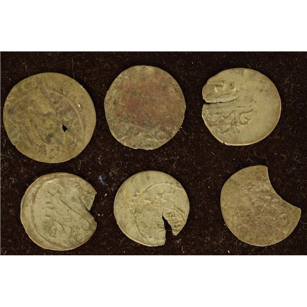 6 SILVER DIME SIZED OTTOMAN EMPIRE PARA COINS: