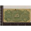 Image 2 : 1862 TWENTY FIVE CENT US FRACTIONAL CURRENCY