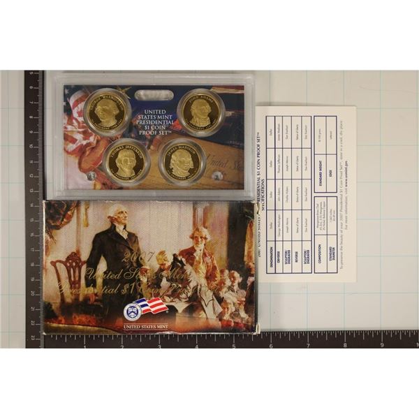 2007 PRESIDENTIAL DOLLAR 4 COIN PF SET WITH BOX