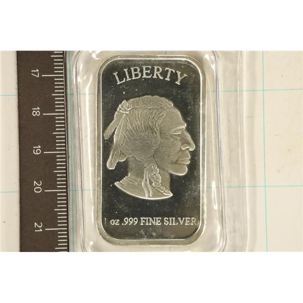 1 TROY OZ .999 FINE SILVER PF INGOT "INDIAN /