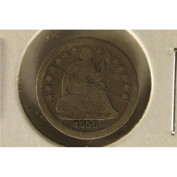1856 US SILVER SEATED LIBERTY HALF DIME SCRATCHED