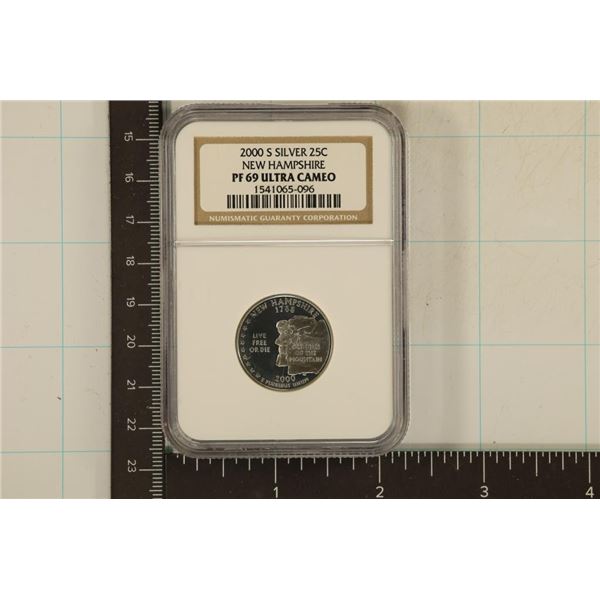 2000-S SILVER NEW HAMPSHIRE QUARTER NGC PF69