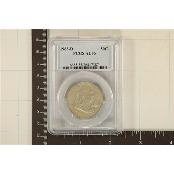 1963-D SILVER FRANKLIN HALF DOLLAR PCGS AU55