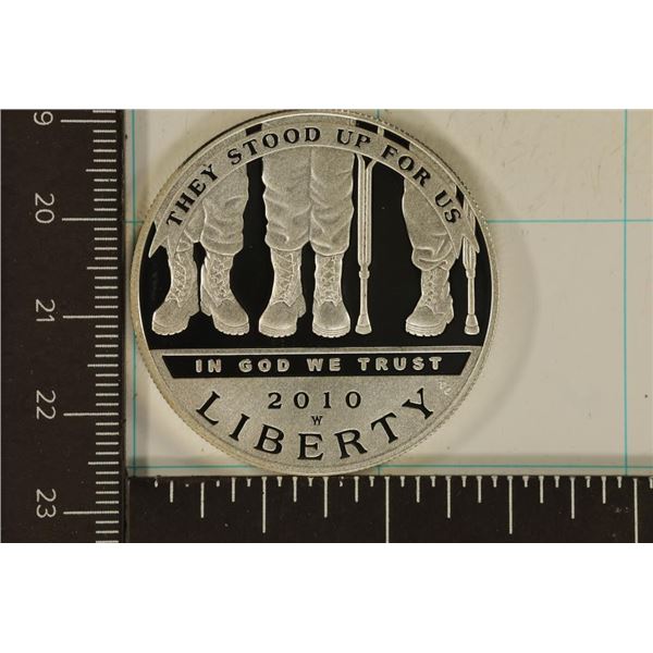 2010-W US PROOF SILVER DOLLAR "AMERICAN VETERANS
