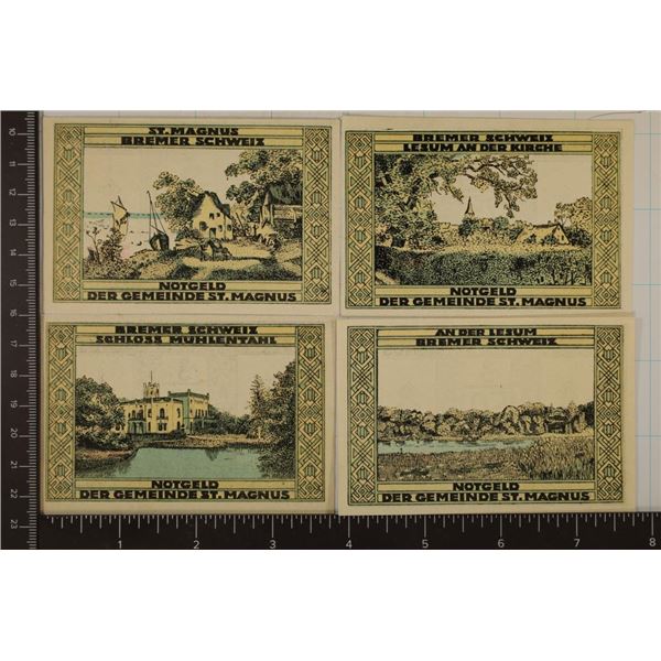 1921-GERMAN NOTGELDS: 2-25'S AND 2-50'S ALL CU