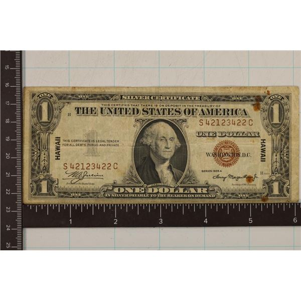 1935-A HAWAIIAN OVERPRINT US $1 SILVER CERTIFICATE
