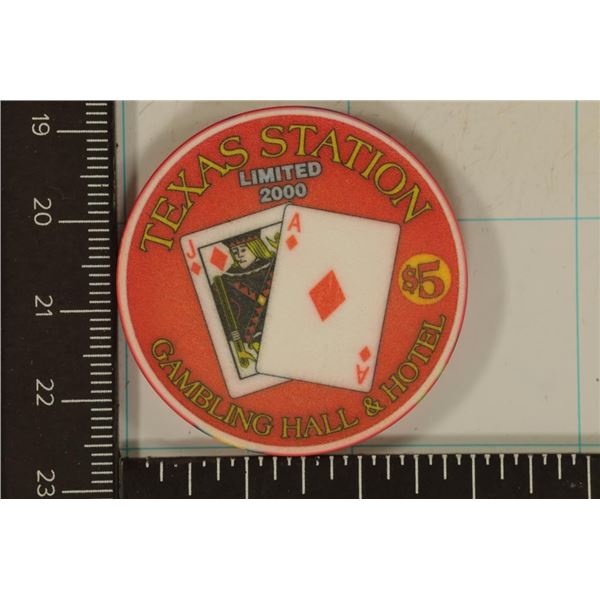 $5 TEXAS STATION CASINO CHIP. 1995 IT'S A WINNING