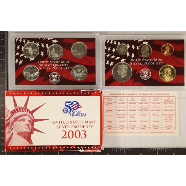 2003 US SILVER PROOF SET (WITH BOX) & CERTIFICATE