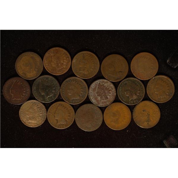 16 ASSORTED INDIAN HEAD CENTS. 11 ARE 1880-1897 &