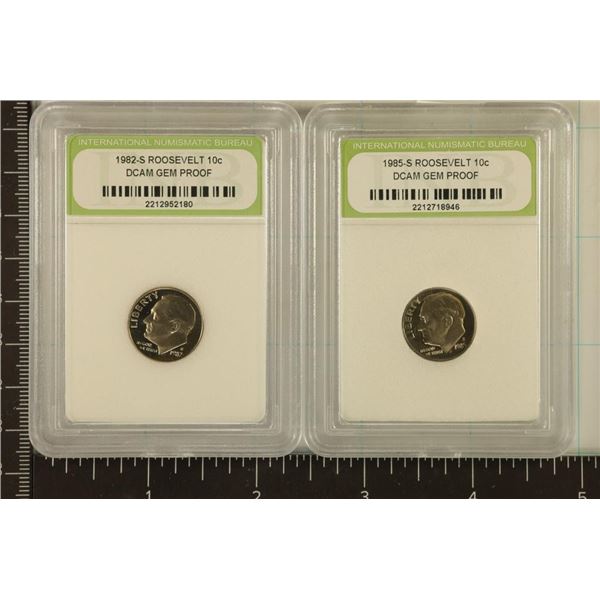 2 PROOF ROOSEVELT DIMES  BOTH ARE GEM UNC: 1982S,