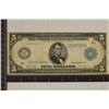 Image 1 : 1914 US LARGE SIZE BLUE SEAL $5 HORSE BLANKET BILL
