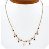 Image 1 : 14k Rose Gold 0.80 ctw Round Bezel Ruby w/ Dangle Adjustable Cable Chain Necklac
