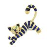 Image 1 : Vintage Italian 18k Gold Multi Color Enamel Blue Stripe Cat or Tiger Pin Brooch