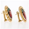 Image 3 : Sicis 18K Yellow Gold Micromosaic Strawberry w/ Yellow Sapphire Button Earrings
