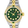 Image 1 : Rolex Ladies Quickset Two Tone Green Diamond And Emerald Datejust Wristwatch