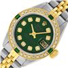 Image 2 : Rolex Ladies Quickset Two Tone Green Diamond And Emerald Datejust Wristwatch