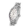 Image 3 : Rolex Mens Stainless Steel Silver Index Dial 18K Gold Pyramid Diamond Bezel Date