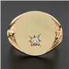 Image 2 : Men's 14K Gold 0.17 ctw Diamond Engraveable Firefighter Textured Oval Signet Rin