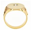 Image 8 : Men's 14K Gold 0.17 ctw Diamond Engraveable Firefighter Textured Oval Signet Rin