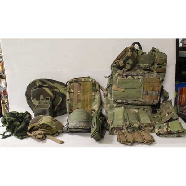CAMO AIRSOFT TACTICAL VEST W ACCESSORIES