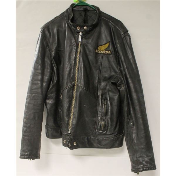 1970S HONDA LEATHER MOTORCYCLE JACKET LARGE