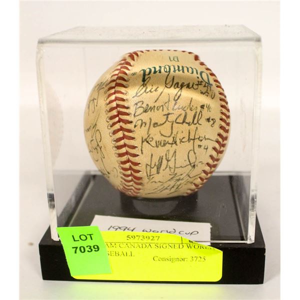 1994 TEAM CANADA SIGNED WORLD CUP BASEBALL