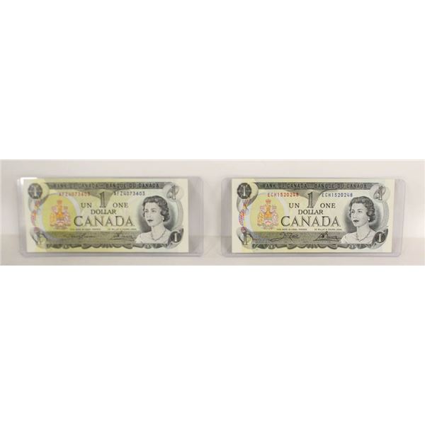 PAIR UNCIRCULATED CANADA $1 BILLS
