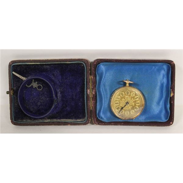 1800S SOLID 18K GOLD WATCH W CASE WORKS