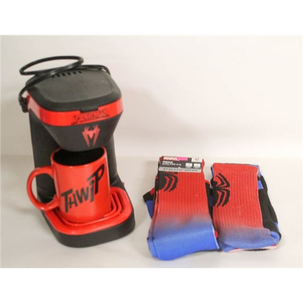 SPIDER-MAN COFFEE MAKER, MUG AND SOCKS