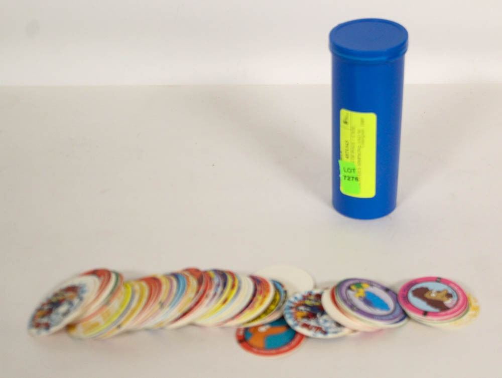 Pogs Simsons COLLECTION OF POGS + CASE, INCLUDES SIMPSONS AND