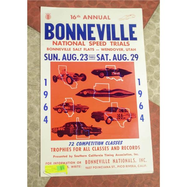 1964 BONNEVILLE SPEED TRIAL PRIBTED POSTER