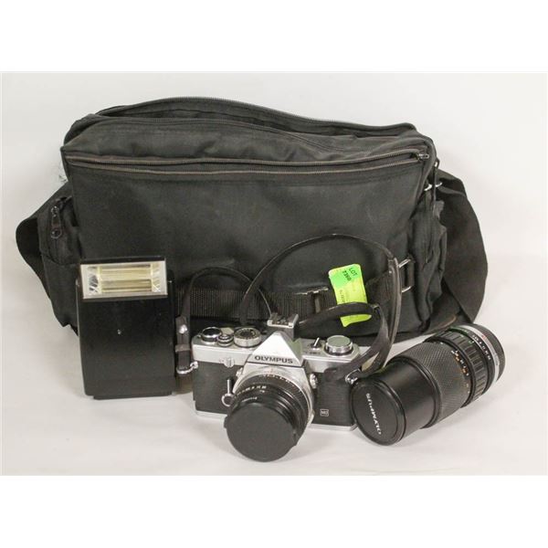 OLYMPUS OM1 35MM CAMERA W LENSES MORE