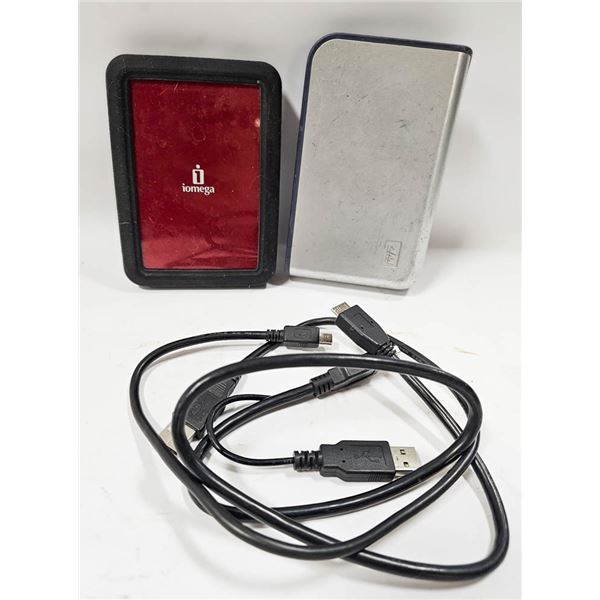 PAIR OF EXTERNAL HARD DRIVES WITH CABLES
