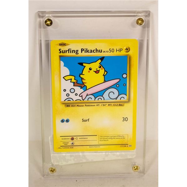 POKEMON SURFING PIKACHU CARD IN CASE