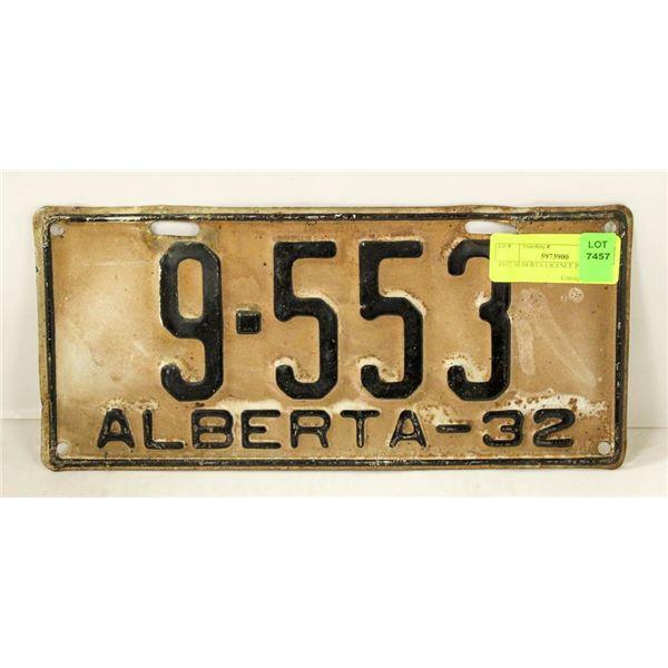 1932 ALBERTA LICENCE PLATE