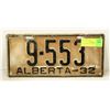 Image 1 : 1932 ALBERTA LICENCE PLATE