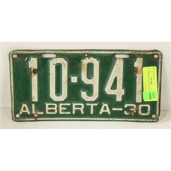 1930 ALBERTA LICENCE PLATE