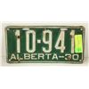 Image 1 : 1930 ALBERTA LICENCE PLATE