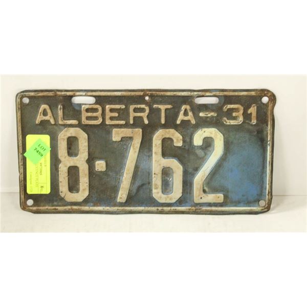 1931 ALBERTA LICENCE PLATE