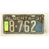 Image 1 : 1931 ALBERTA LICENCE PLATE
