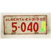 Image 1 : 1950 ALBERTA LICENCE PLATE