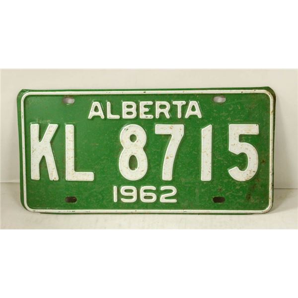 1962 ALBERTA LICENCE PLATE